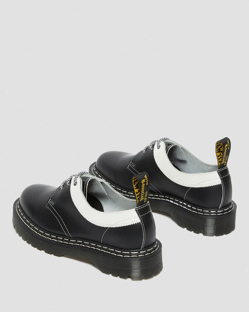 Zapatos Oxford Dr Martens 1461 Bex Smooth Contrast Cuero Hombre Negros Blancos | MX 22JPQ